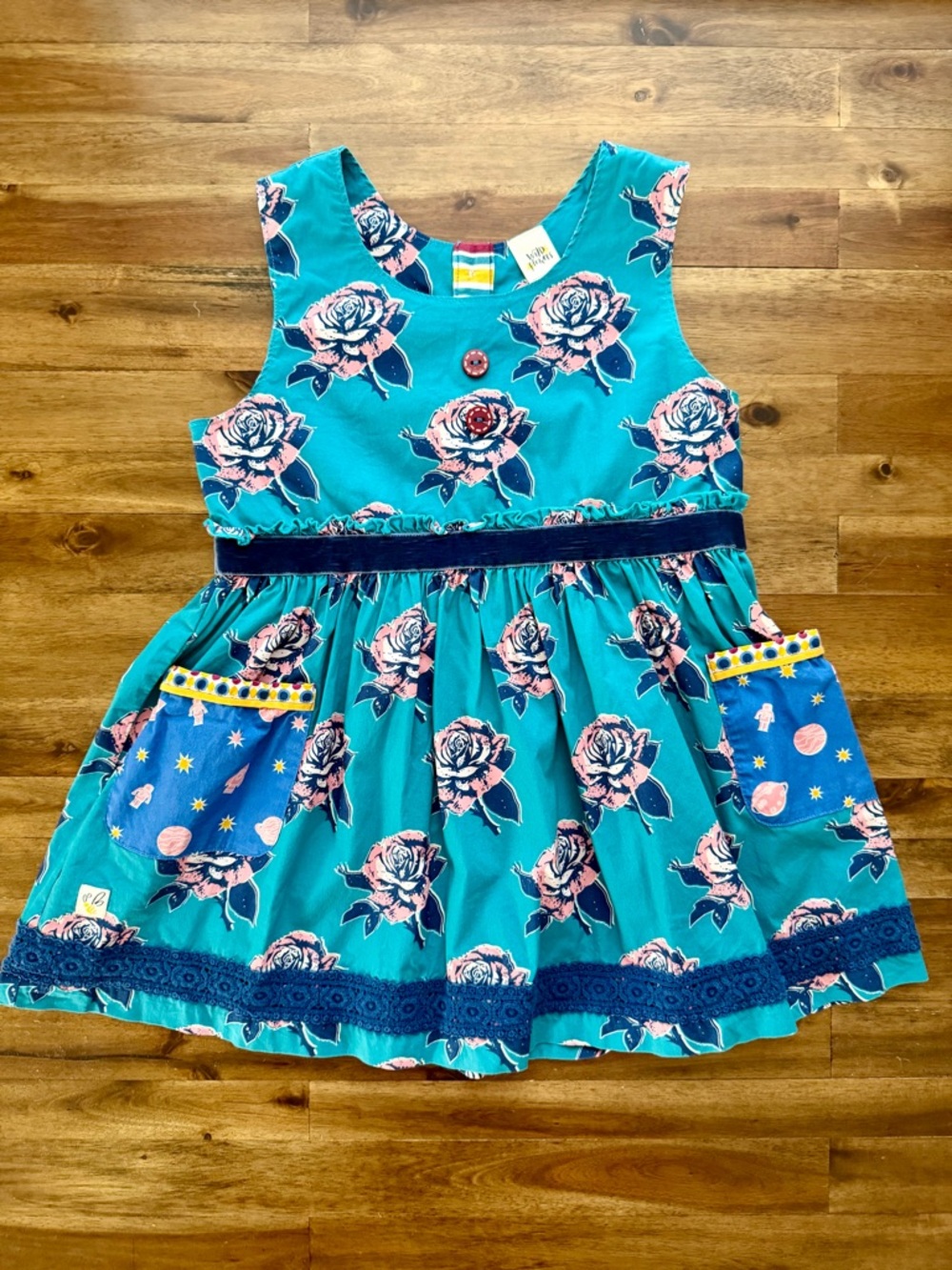 Wildflowers Girls Pocketful of Wonder Tank Top 12 Teal Blue Floral Lace Velvet